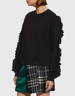 McQ Alexander McQueen Eyelet Lace Ruffle-Sleeve Sweatshirt 12 McQ Alexander McQueen Eyelet Lace Ruffle-Sleeve Sweatshirt -Gani Clothing Shop 33928