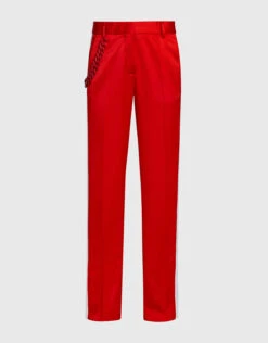 MSGM Chain Side Stripe Satin-crepe Track Pants