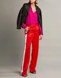 MSGM Chain Side Stripe Satin-crepe Track Pants -Gani Clothing Shop 34506