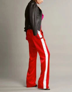 MSGM Chain Side Stripe Satin-crepe Track Pants -Gani Clothing Shop 34507