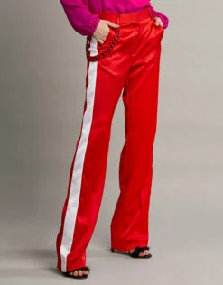 MSGM Chain Side Stripe Satin-crepe Track Pants -Gani Clothing Shop 34508