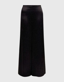 Ganni Cameron Dotted Satin Wide-leg Pants