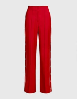 Jonathan Simkhai Wool Ring Snap Side Open Wide-leg Pants