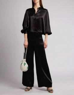 Ganni Cameron Dotted Satin Wide-leg Pants -Gani Clothing Shop 36213