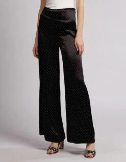 Ganni Cameron Dotted Satin Wide-leg Pants -Gani Clothing Shop 36215