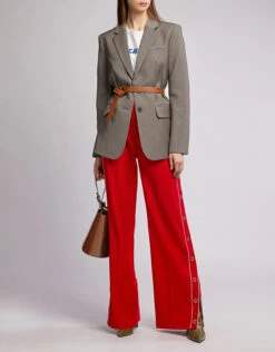 Jonathan Simkhai Wool Ring Snap Side Open Wide-leg Pants -Gani Clothing Shop 37249