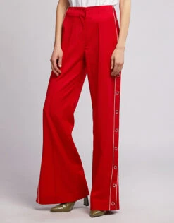 Jonathan Simkhai Wool Ring Snap Side Open Wide-leg Pants -Gani Clothing Shop 37250