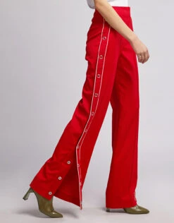 Jonathan Simkhai Wool Ring Snap Side Open Wide-leg Pants -Gani Clothing Shop 37251
