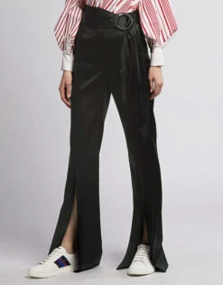 Jonathan Simkhai Satin Front Slit Belted High-rise Pants -Gani Clothing Shop 37697