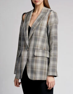 MM6 Maison Margiela Shoulder Cutout Detail Plaid Blazer -Gani Clothing Shop 38732