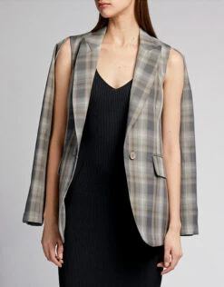 MM6 Maison Margiela Shoulder Cutout Detail Plaid Blazer -Gani Clothing Shop 38733