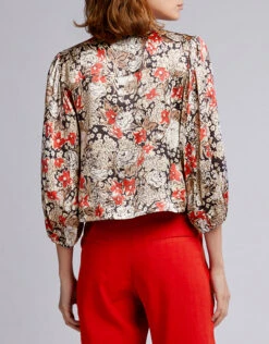 Ganni Cameron Floral Satin Cropped Blouse -Gani Clothing Shop 40553