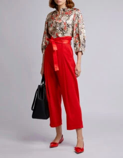 Ganni Cameron Floral Satin Cropped Blouse -Gani Clothing Shop 40555