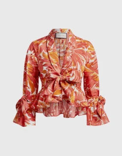 Alexis Reena Floral Tie-Front Cropped Top