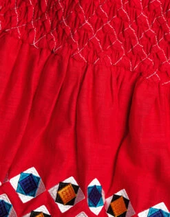 Alexis Revada Geometric Embroidered Tiered Knee Length Dress