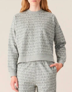 Ganni Logo Jacquard Isoli Dropped Shoulder Sweatshirt -Gani Clothing Shop 424258