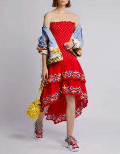 Alexis Revada Geometric Embroidered Tiered Knee Length Dress -Gani Clothing Shop 42551