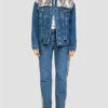 MSGM Snake-print Paneled Denim Jacket -Gani Clothing Shop 42822