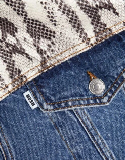 MSGM Snake-print Paneled Denim Jacket -Gani Clothing Shop 42901