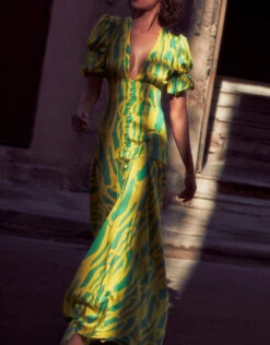 Alexis Zuella V-neck Puffed Sleeve Maxi Dress -Gani Clothing Shop 43274