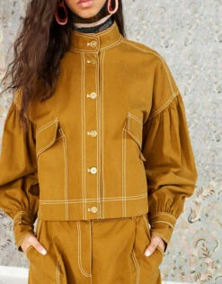 Ulla Johnson Cody Military Canvas Cropped Jacket -Gani Clothing Shop 43283