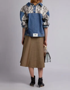 MSGM Snake-print Paneled Denim Jacket -Gani Clothing Shop 44049