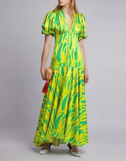Alexis Zuella V-neck Puffed Sleeve Maxi Dress -Gani Clothing Shop 44151