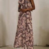 Solace London Rosa One-shoulder Snake Print Ruffle Pleated Maxi Dress -Gani Clothing Shop 44362