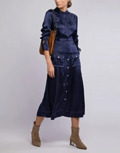 Ganni High Neck Cut-out Back Dotted Satin Blouse -Gani Clothing Shop 45345