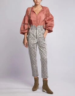 Marissa Webb Josh Snake Print Canvas Straight-leg Pant -Gani Clothing Shop 45378