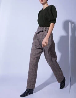 Rachel Comey Irolo Tweed Paperbag Wide-leg Pants -Gani Clothing Shop 47914