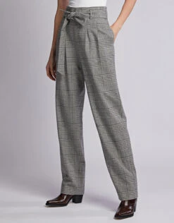 Marissa Webb Ethan Plaid High-rised Paperbag Wide-leg Pants -Gani Clothing Shop 47963