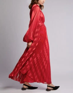 Alexis Salomo V-neck Geo Striped Pleated Maxi Dress -Gani Clothing Shop 48023