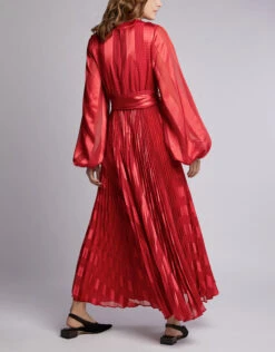 Alexis Salomo V-neck Geo Striped Pleated Maxi Dress -Gani Clothing Shop 48024