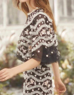 Needle & Thread Tulle Bloom Floral Embroidered Floral Cape -Gani Clothing Shop 49487