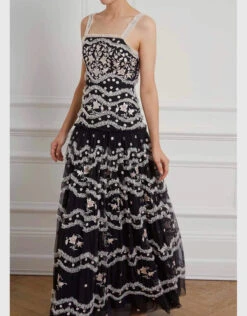 Needle & Thread Tulle Bloom Floral Embroidered Maxi Dress