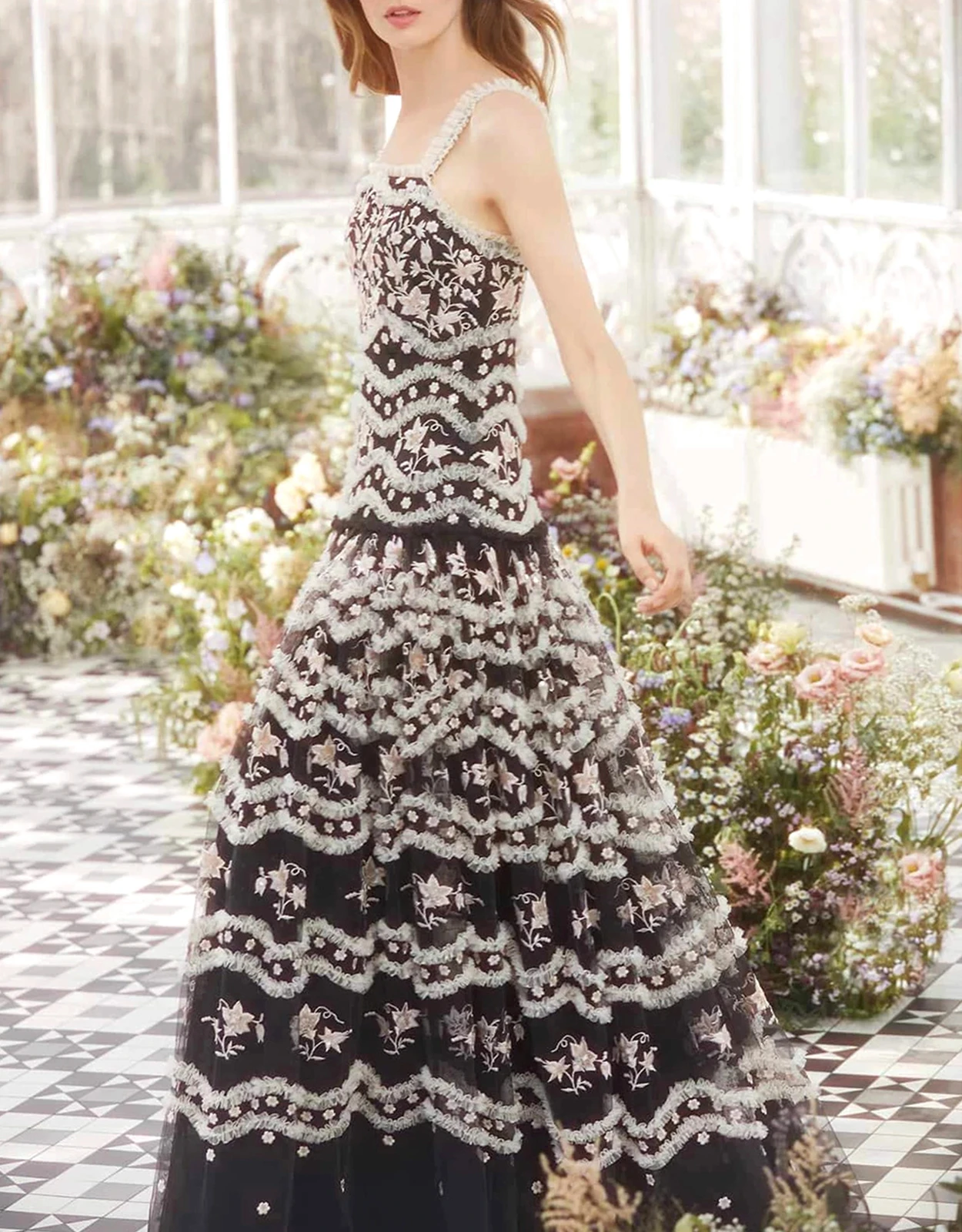 Needle & Thread Tulle Bloom Floral Embroidered Maxi Dress 4 Needle & Thread Tulle Bloom Floral Embroidered Maxi Dress - Image 2