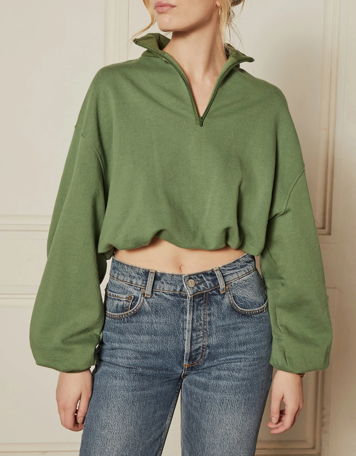 Boyish Jeans The Jimmy High Neck Sweatshirt-Juniper 4 Boyish Jeans The Jimmy High Neck Sweatshirt-Juniper - Image 2