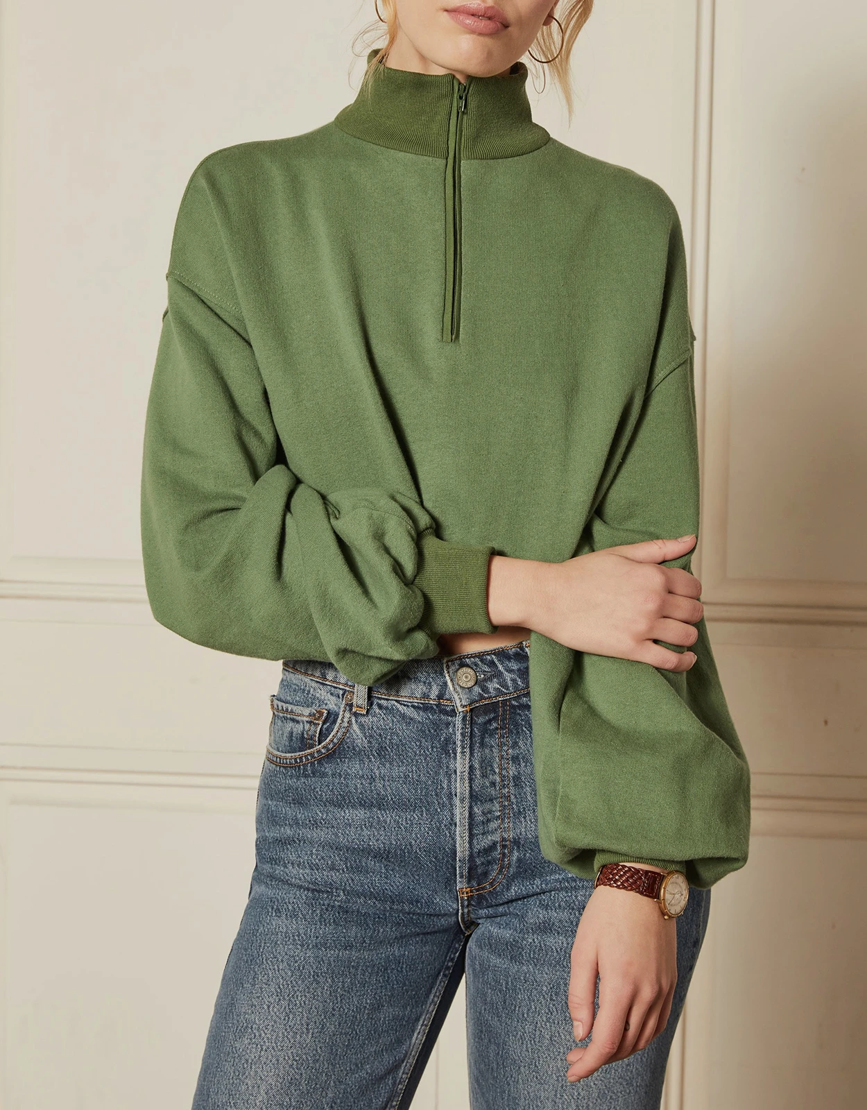 Boyish Jeans The Jimmy High Neck Sweatshirt-Juniper 6 Boyish Jeans The Jimmy High Neck Sweatshirt-Juniper - Image 4