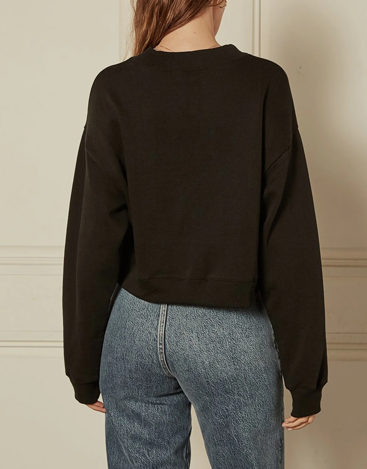 Boyish Jeans The Joni Cropped Sweatshirt-Black 3 Boyish Jeans The Joni Cropped Sweatshirt-Black