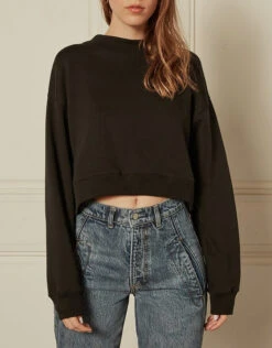 Boyish Jeans The Joni Cropped Sweatshirt-Black 7 Boyish Jeans The Joni Cropped Sweatshirt-Black -Gani Clothing Shop 503176