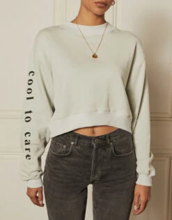 Boyish Jeans The Joni Cropped Sweatshirt-Pearl Gray Cool To Care 7 Boyish Jeans The Joni Cropped Sweatshirt-Pearl Gray Cool To Care -Gani Clothing Shop 503200