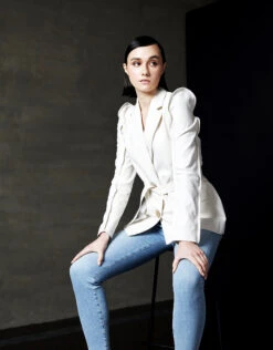 Kenzo Ruffled Shoulder Belted Blazer -Gani Clothing Shop 68279