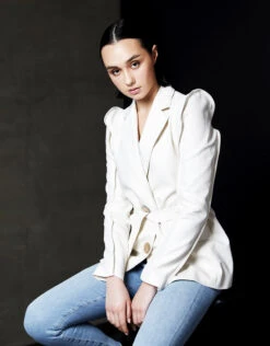 Kenzo Ruffled Shoulder Belted Blazer -Gani Clothing Shop 68280