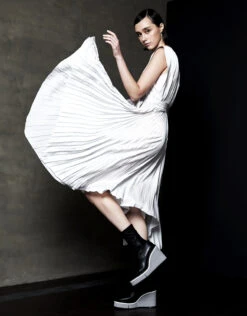 Ulla Johnson Maysha V-neck Pleated Asymmetric Midi Dress -Gani Clothing Shop 68393