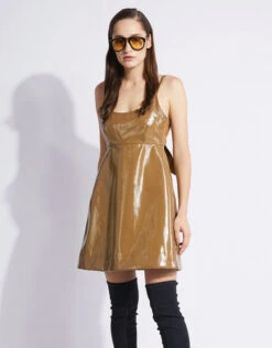 Ganni Patent Faux Leather Mini Dress -Gani Clothing Shop 79046