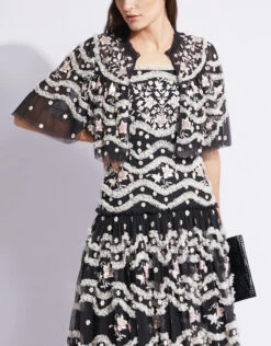 Needle & Thread Tulle Bloom Floral Embroidered Floral Cape -Gani Clothing Shop 79210