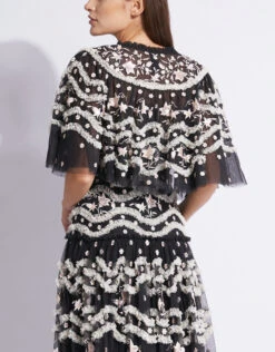 Needle & Thread Tulle Bloom Floral Embroidered Floral Cape -Gani Clothing Shop 79211