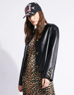 Philosophy Di Lorenzo Collarless Faux Leather Jacket -Gani Clothing Shop 79525