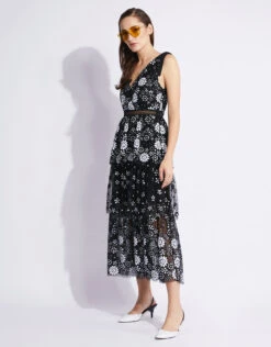 SELF PORTRAIT Self-Portrait Starlet Deco Sequin Tiered Midi Dress -Gani Clothing Shop 80195